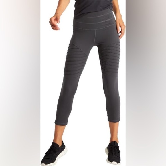 Lucy Perfect Core Moto Capri Women's Legging Grey/Black size Sm - Picture 1 of 8